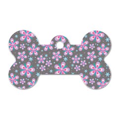 Seamless Pattern Flowers Pink Dog Tag Bone (two Sides)