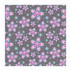 Seamless Pattern Flowers Pink Medium Glasses Cloth (2-side)