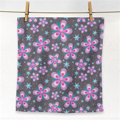 Seamless Pattern Flowers Pink Face Towel