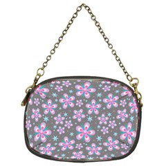 Seamless Pattern Flowers Pink Chain Purse (two Sides)