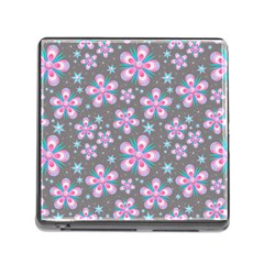 Seamless Pattern Flowers Pink Memory Card Reader (square 5 Slot)