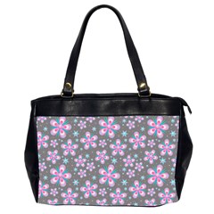 Seamless Pattern Flowers Pink Oversize Office Handbag (2 Sides)