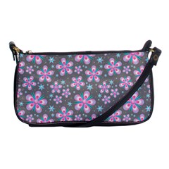 Seamless Pattern Flowers Pink Shoulder Clutch Bag