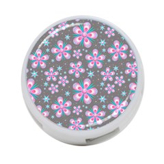 Seamless Pattern Flowers Pink 4-port Usb Hub (one Side)