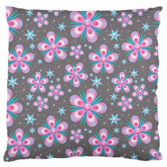 Seamless Pattern Flowers Pink Large Cushion Case (one Side) by HermanTelo