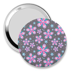 Seamless Pattern Flowers Pink 3  Handbag Mirrors by HermanTelo