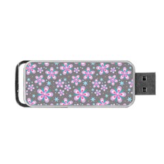 Seamless Pattern Flowers Pink Portable Usb Flash (one Side)