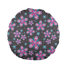 Seamless Pattern Flowers Pink Standard 15  Premium Round Cushions by HermanTelo