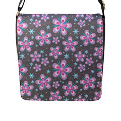 Seamless Pattern Flowers Pink Flap Closure Messenger Bag (l)