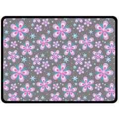 Seamless Pattern Flowers Pink Double Sided Fleece Blanket (large) 