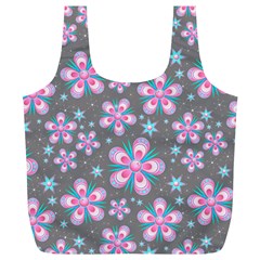 Seamless Pattern Flowers Pink Full Print Recycle Bag (xl) by HermanTelo