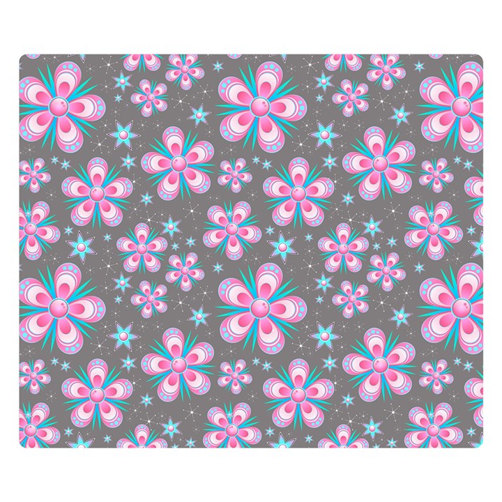 Seamless Pattern Flowers Pink Double Sided Flano Blanket (Small) 