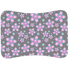 Seamless Pattern Flowers Pink Velour Seat Head Rest Cushion by HermanTelo