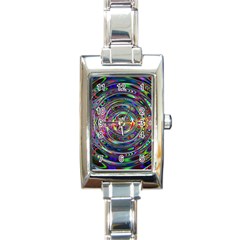 Wave Line Colorful Brush Particles Rectangle Italian Charm Watch by HermanTelo