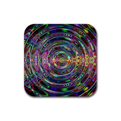 Wave Line Colorful Brush Particles Rubber Coaster (square)  by HermanTelo