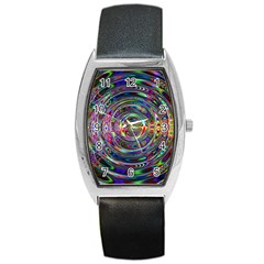 Wave Line Colorful Brush Particles Barrel Style Metal Watch by HermanTelo