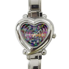 Wave Line Colorful Brush Particles Heart Italian Charm Watch by HermanTelo