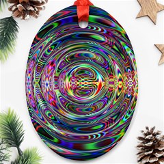 Wave Line Colorful Brush Particles Oval Ornament (two Sides) by HermanTelo