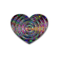 Wave Line Colorful Brush Particles Heart Coaster (4 Pack) 