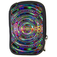 Wave Line Colorful Brush Particles Compact Camera Leather Case