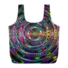 Wave Line Colorful Brush Particles Full Print Recycle Bag (l)