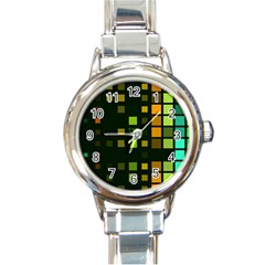 Abstract Plaid Round Italian Charm Watch by HermanTelo