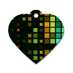 Abstract Plaid Dog Tag Heart (two Sides)