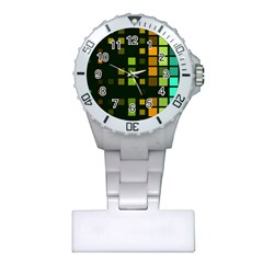 Abstract Plaid Plastic Nurses Watch