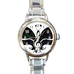 Butterfly Music Animal Audio Bass Round Italian Charm Watch by HermanTelo