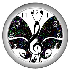 Butterfly Music Animal Audio Bass Wall Clock (silver) by HermanTelo