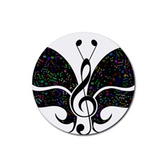 Butterfly Music Animal Audio Bass Rubber Round Coaster (4 Pack)  by HermanTelo