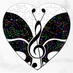 Butterfly Music Animal Audio Bass Jigsaw Puzzle (heart) by HermanTelo