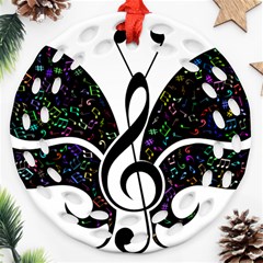 Butterfly Music Animal Audio Bass Ornament (round Filigree) by HermanTelo