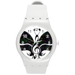 Butterfly Music Animal Audio Bass Round Plastic Sport Watch (M) Front