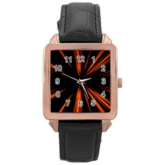 Abstract Light Rose Gold Leather Watch 