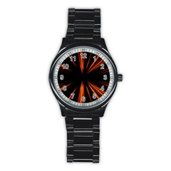 Abstract Light Stainless Steel Round Watch