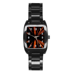 Abstract Light Stainless Steel Barrel Watch