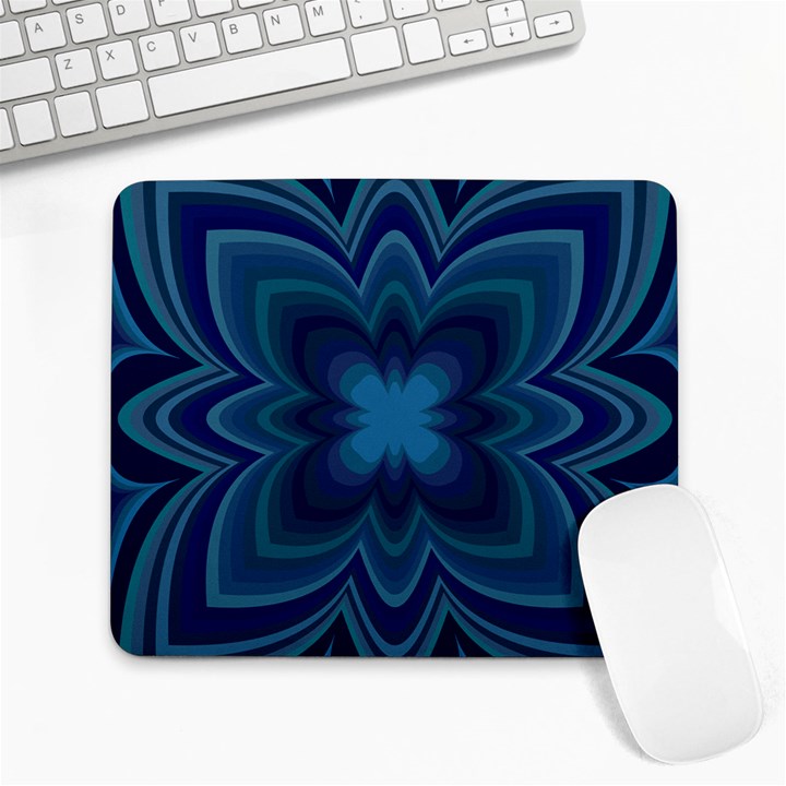 Blue Geometric Flower Dark Mirror Large Mousepads