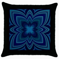 Blue Geometric Flower Dark Mirror Throw Pillow Case (black) by HermanTelo