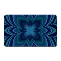 Blue Geometric Flower Dark Mirror Magnet (rectangular) by HermanTelo