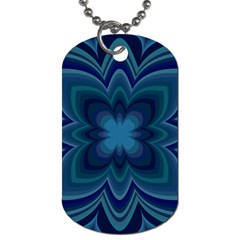 Blue Geometric Flower Dark Mirror Dog Tag (two Sides)