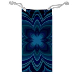 Blue Geometric Flower Dark Mirror Jewelry Bag