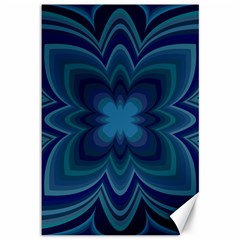 Blue Geometric Flower Dark Mirror Canvas 12  X 18 