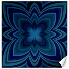 Blue Geometric Flower Dark Mirror Canvas 16  X 16 