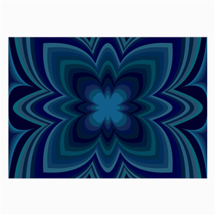 Blue Geometric Flower Dark Mirror Large Glasses Cloth (2-Side)