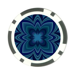 Blue Geometric Flower Dark Mirror Poker Chip Card Guard