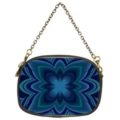 Blue Geometric Flower Dark Mirror Chain Purse (two Sides)