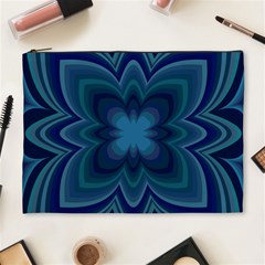 Blue Geometric Flower Dark Mirror Cosmetic Bag (xl)