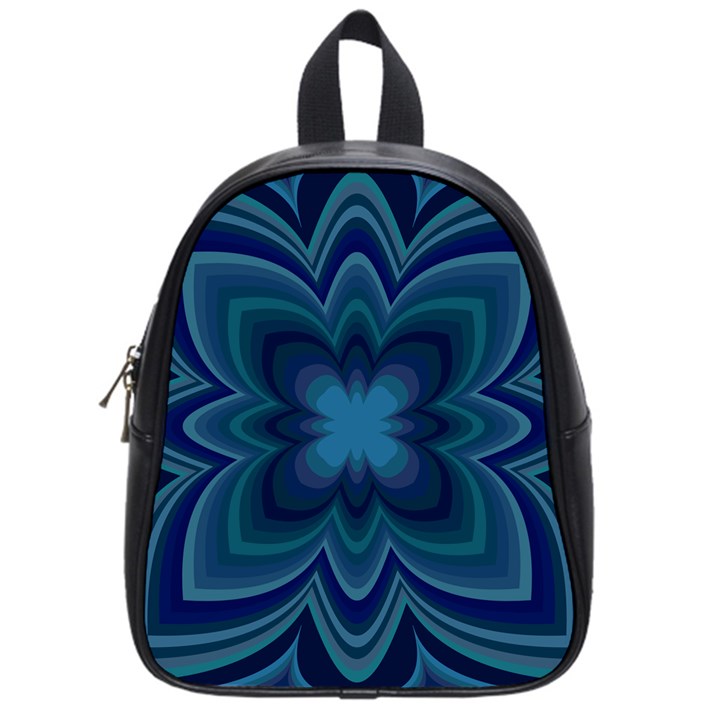 Blue Geometric Flower Dark Mirror School Bag (Small)