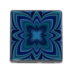 Blue Geometric Flower Dark Mirror Memory Card Reader (square 5 Slot) by HermanTelo